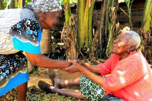 After many years apart, Jesca Ciahcabi, 114, meets childhood companion Habisag Jaction, 120, at her farm compound in Hdiruni village, roughly seven kilometres southeast of Chuka Town in Tharaka-Nithi County. The women have been friends for more than a century and cannot remember the last time they saw each other. ELIZABETH McSHEFFREY (NAIROBI).