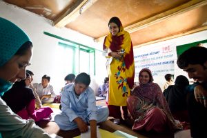 Aftar Gul is giving multiplication sessions to the youth of Garam Chashma. She attended one month training of Young Community Leadership Development Program (YCLDP) and volunteers to train youth of her community. Through the trainings, she wants to reactivate local youth organizations in the village.