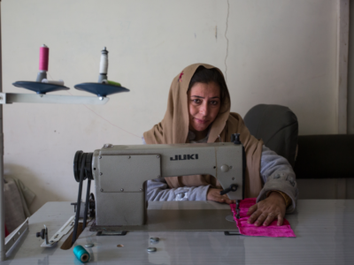 Amina runs a handicraft business in northern Pakistan that employs 15 local women. Photo credit: Danial Shah / AKFC