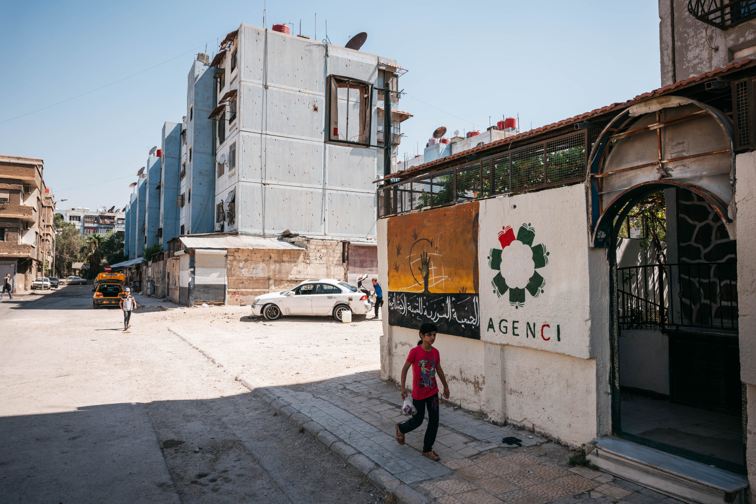 The exterior of the AGENCI centre in Syria.