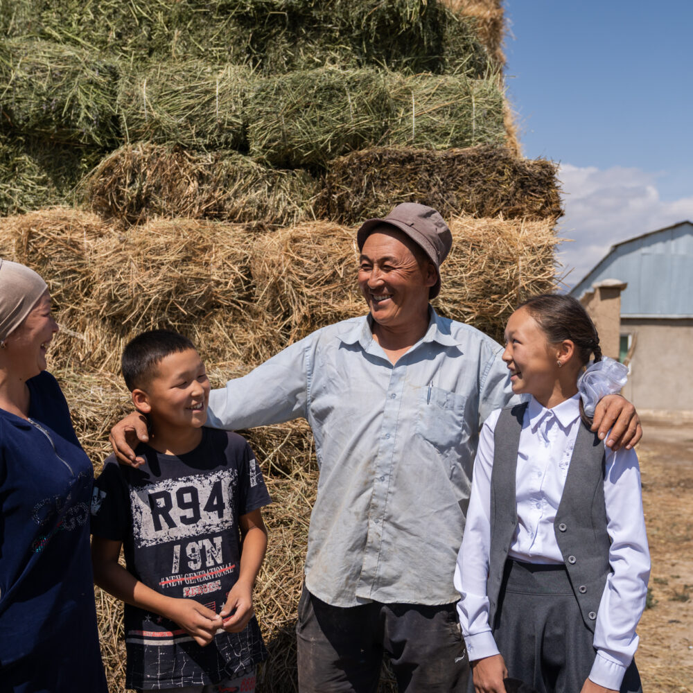 Cowshed in Jan-Bulak, Naryn A farmer with his family in the Kyrgyz Republic.
