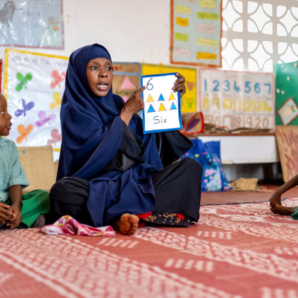 Teacher Bahati in her classroom. Teacher Bahati in her classroom.